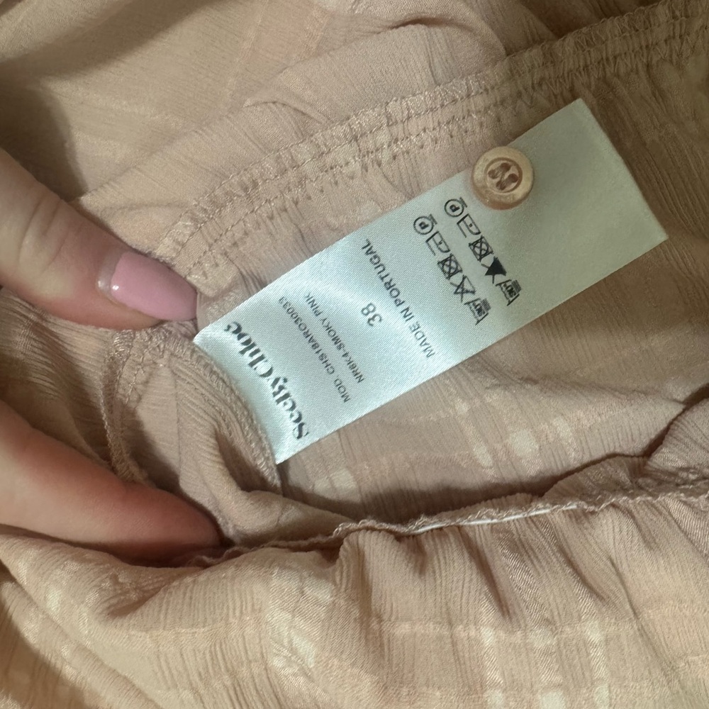 SEE by Chloe Pink Plaid Check Textured Scarf Wrap High Neck Ruffle Dress size 38 - Picture 6 of 7